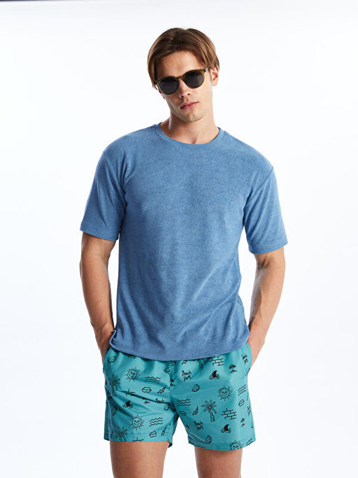 K?sa Boy Desenli Erkek Deniz ?ortu