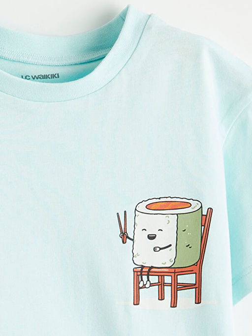 Bisiklet Yaka Bask?l? Erkek ?ocuk Ti??rt