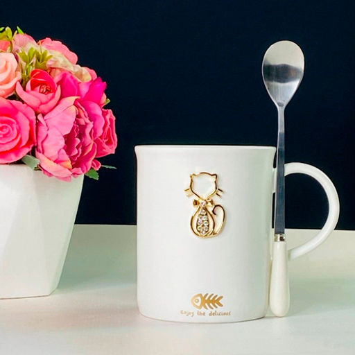 Кружка 350мл с ложкой в под.уп.Фарфор арт.106-302 /LENARDI/