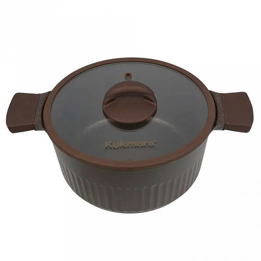 "Stella" Кастрюля с тефлоновым покрытием 3,2л, д23см, h11см, s0,32см, дно д19см, s0,4см, литая, стеклянная жаропрочная крышка, мокко (mokko) (Россия)