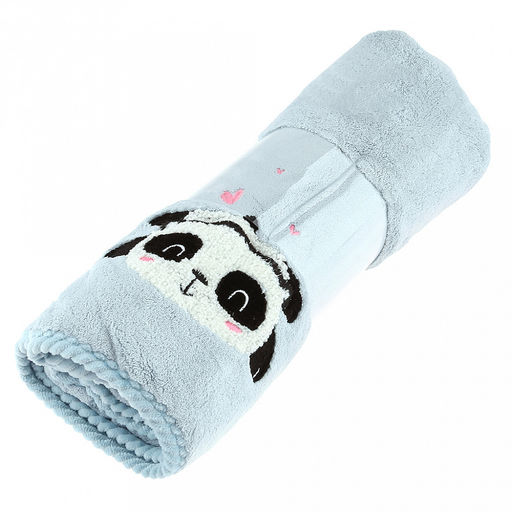 Полотенце из микрофибры Панда 70х140см, полиэстер 100%, с петелькой, голубой (Китай) - Домашняя мода фото 2