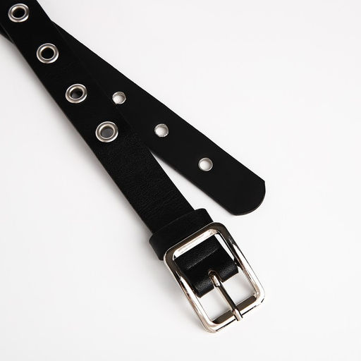 Ремень женский, ширина 2.5 см, люверсы, пряжка металл, цвет чёрный - Simaland фото 4