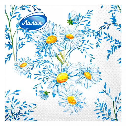 Салфетки бумажные 33х33см "Лилия", 2-х слойные, 20 штук в упаковке, "Прелесть" (Россия)