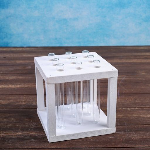 Кашпо деревянное 15.515.516.5 см с 9 колбами Квадрат, белый Дарим Красиво  фото 2