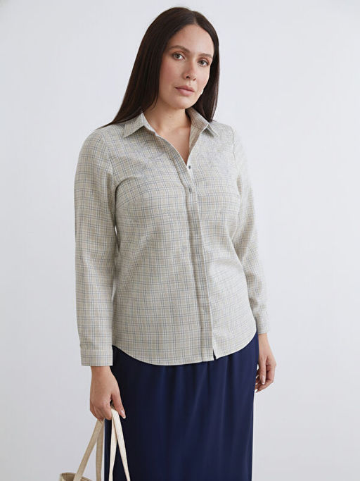 B?y?k Beden Ekose Kad?n G?mlek