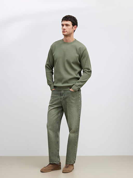 Bisiklet Yaka Fitilli Erkek Triko Kazak