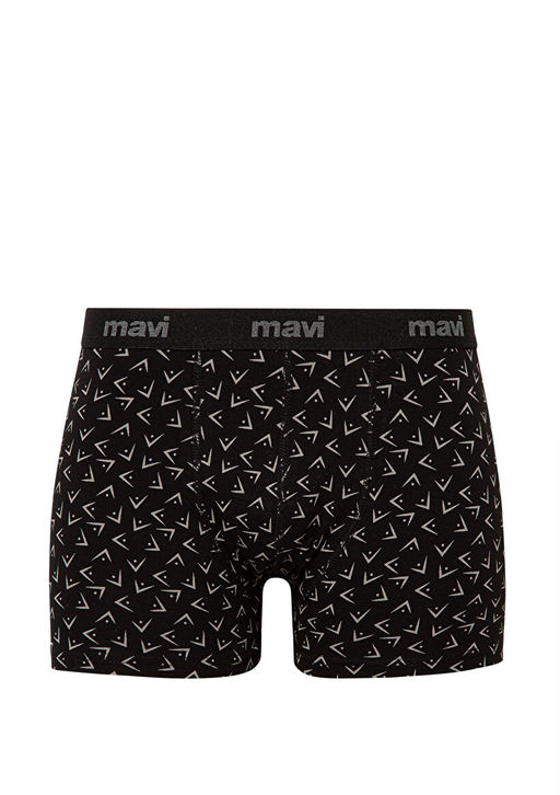 Bask?l? Siyah Boxer