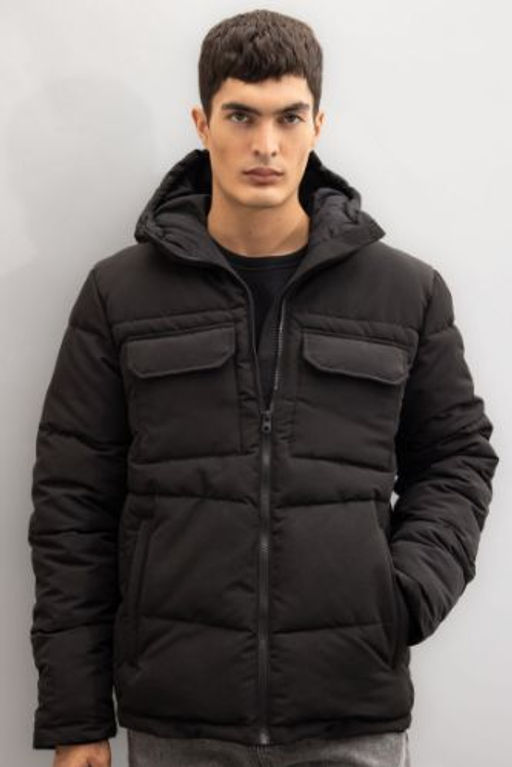 Slim Fit Sisme Mont Dar Kesim Kapusonlu Cepli Fermuarl?