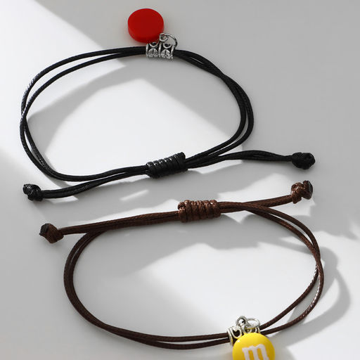 Браслеты парные «Неразлучники» две буквы, цветные, d=5,5 см