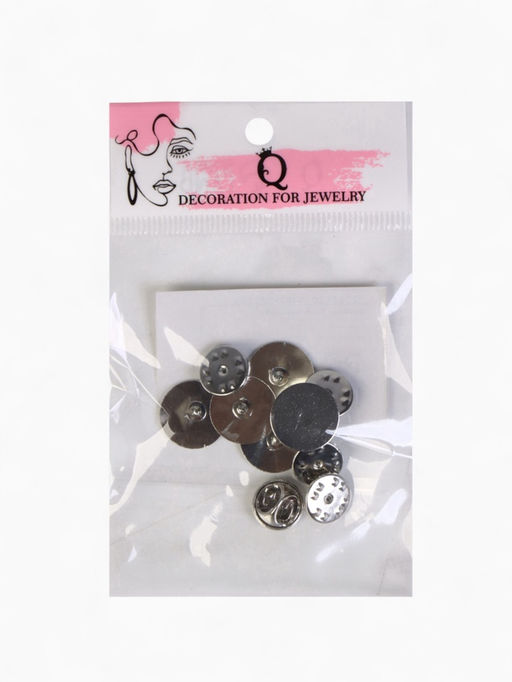 Цена за 2 шт. Основа для броши/значка (набор 5 шт.), площадка 1.5 см, цвет серебро