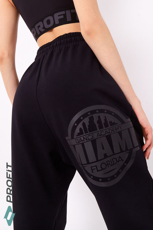 Штаны Майами черные, с черным принтом