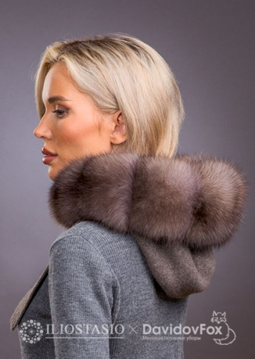 Капор кашемир коричневый соболь лавендер