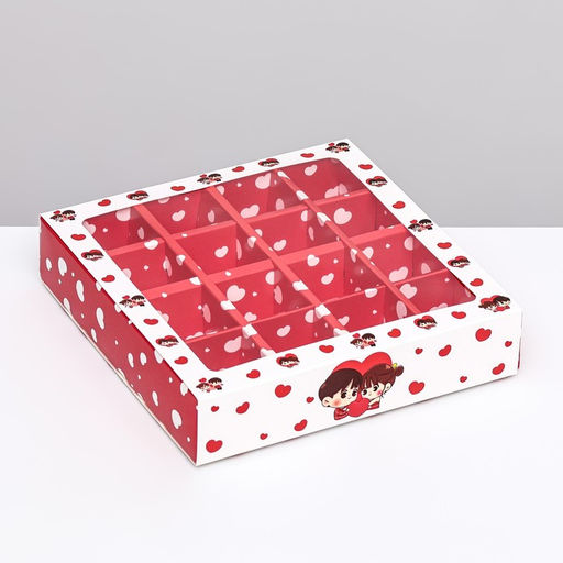 Цена за 5 шт. Коробка под 16 конфет, Love 17,7 х 17,7 х 3,8 см - UPAK LAND фото 2