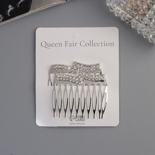 Цена за 2 шт. Гребень для волос QF «Медея», набор 2 шт., волны, 5×4 см, серебро