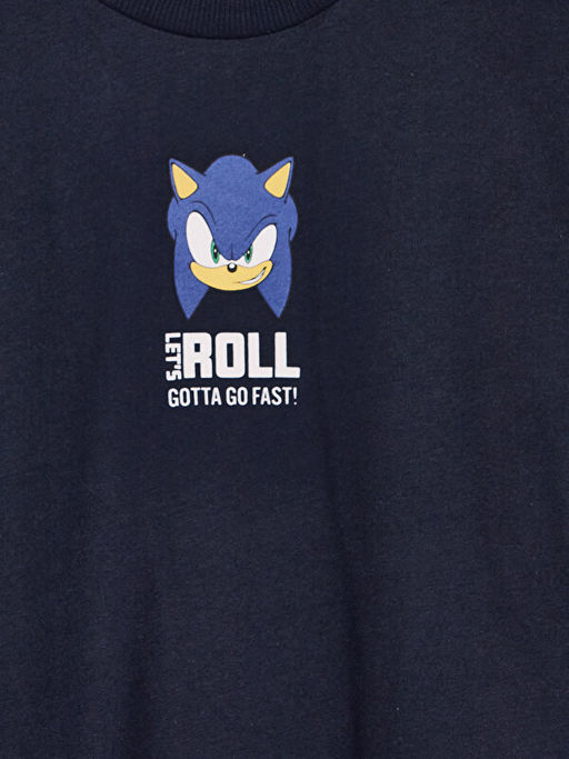 Bisiklet Yaka Sonic Bask?l? Erkek ?ocuk Ti??rt