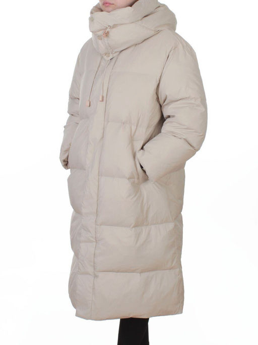 3063 BEIGE Пальто пуховое женское оверсайз (утиный пух) - Fashion фото 5