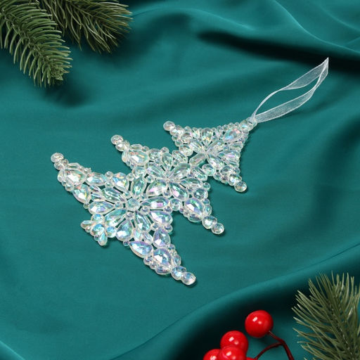 Цена за 2 шт. Ёлочная игрушка Зимнее волшебство. Ёлочка капелька, 1312 см, прозрачный перелив  фото 5