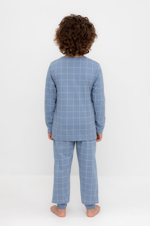 К 1637/серо-голубой,двойная клетка пижама дет - Crockid фото 5