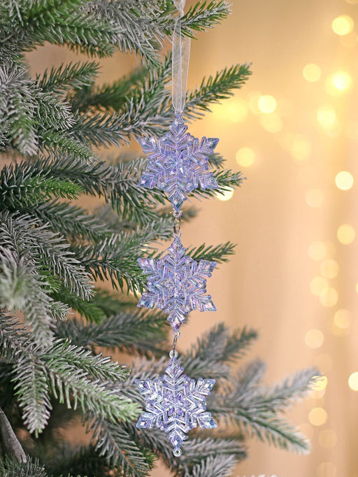 Ёлочная игрушка Зимнее волшебство. Снежинка подвесная, 235.5 см, голубой перелив фото 7