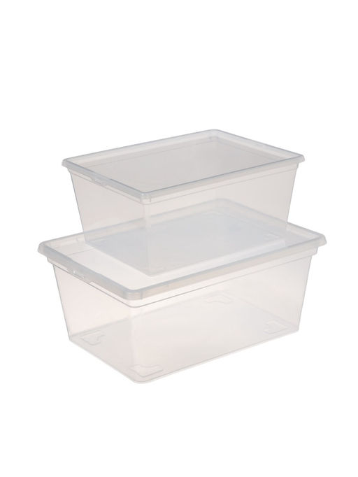 Ящики пластиковые для хранения, с крышкой, набор 2 шт.: 10 л, 16 л, прозрачно-матовый - Соломон фото 2