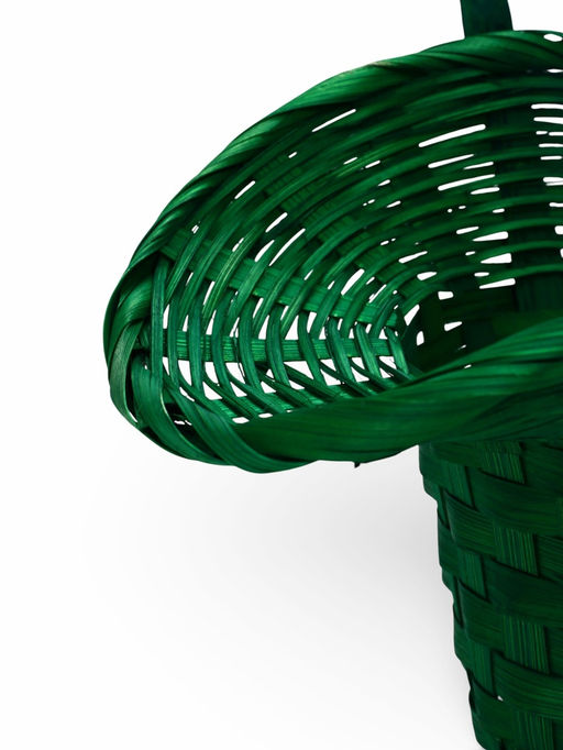 Корзина плетёная для хранения «Шляпа», 21×18×14 см, ручка h=15 см, бамбуковая, зелёная, Greengo