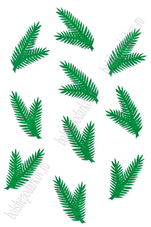 Лазерная вырубка из фетра "Веточка еловая" 5 см (10 шт) зеленый №4