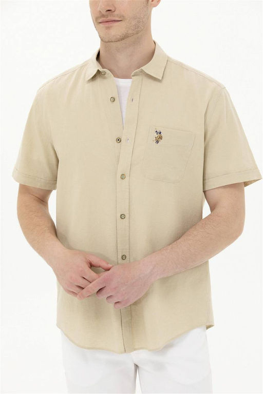 Мужская рубашка цвета хаки с коротким рукавом - U.s. polo assn фото 13