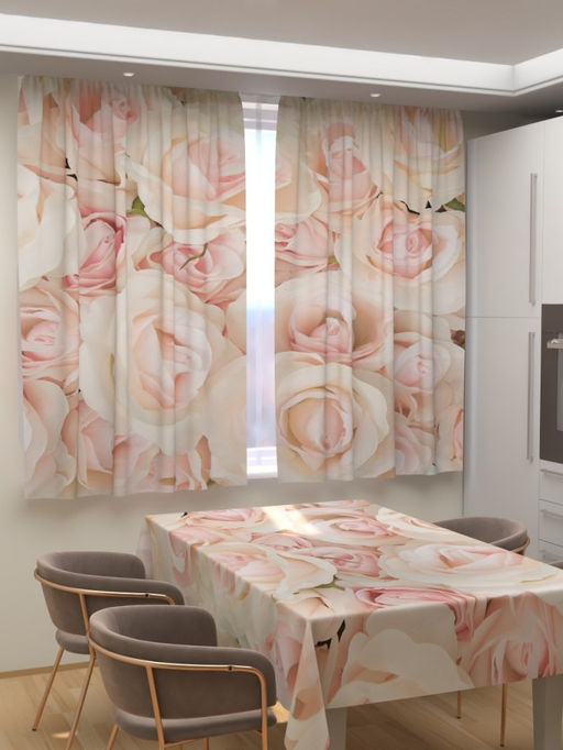 Фотошторы для кухни Розовая мягкость Фотошторы ткань Димаут