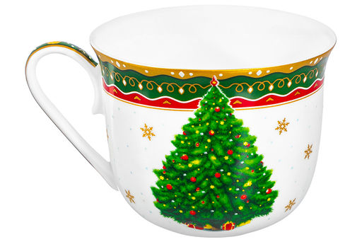 Чайная пара 2 пр. 450 мл 14*11*8,5 см Новогодняя ёлка зеленый узор NEW BONE CHINA - Elan gallery фото 9