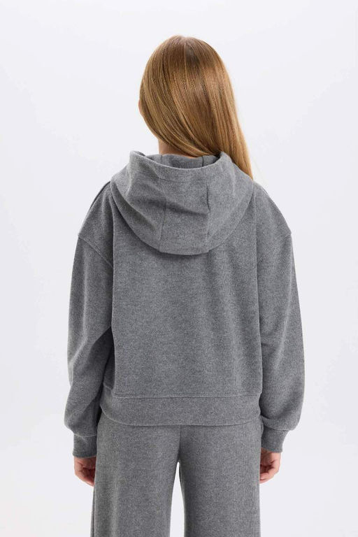 Толстовка с короткими рукавами из ткани селаник обычного кроя с капюшоном и принтом с надписью - Defacto фото 6