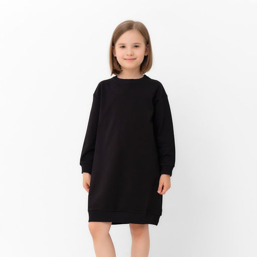 Платье для девочки чёрное прямое MINAKU: Casual Collection, рост 134 см