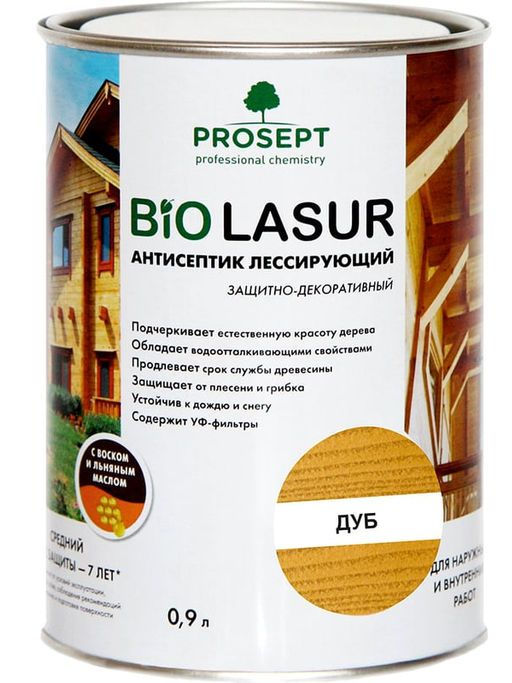 PROSEPT BIO LASUR - антисептик лессирующий защитно-декоративный; Дуб 0,9л