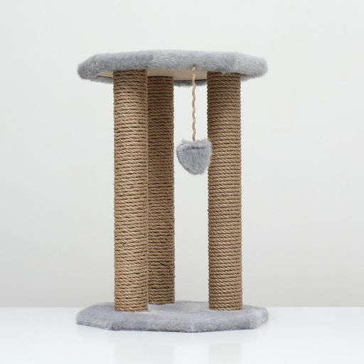 Когтеточка Ротонда с игрушкой, джут 35 х 35 х 50 см, серая - Пижон фото 10