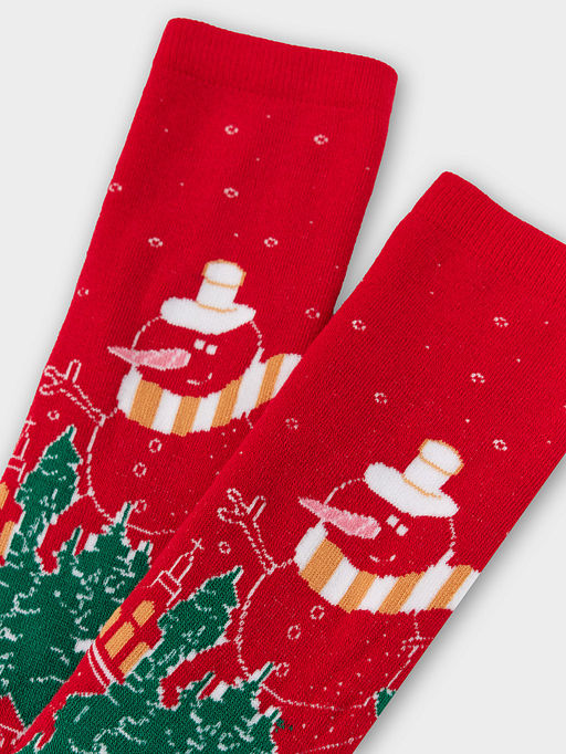 Цена за 5 пар! Теплые Носки женские красные с зимним узором - Mark formelle фото 6