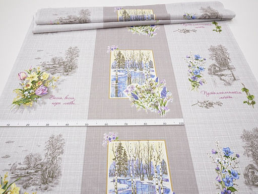 Рогожка Весна, ш.1.5м, хлопок-100%, 165гр/м.кв, раппорт 64см - Купава фото 2