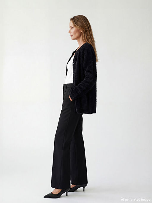 Bisiklet Yaka Sim Detayl? Kad?n Triko H?rka