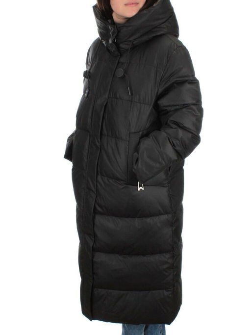 H-2202 BLACK Пальто зимнее женское (200 гр .холлофайбер) - Фабричный китай фото 3