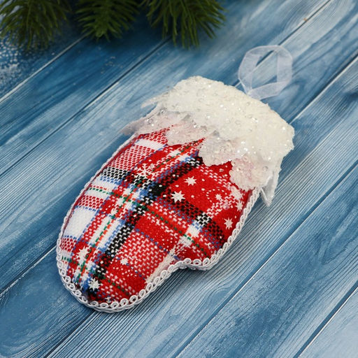 Ёлочная игрушка Рукавица элит 712 см, красно-белый - Зимнее волшебство фото 2