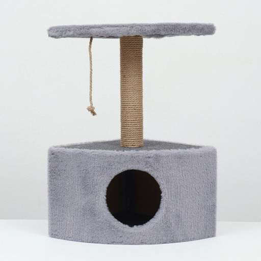 Домик для животных угловой, джут, 35 х 35 х 64 см, серый - Simaland фото 2