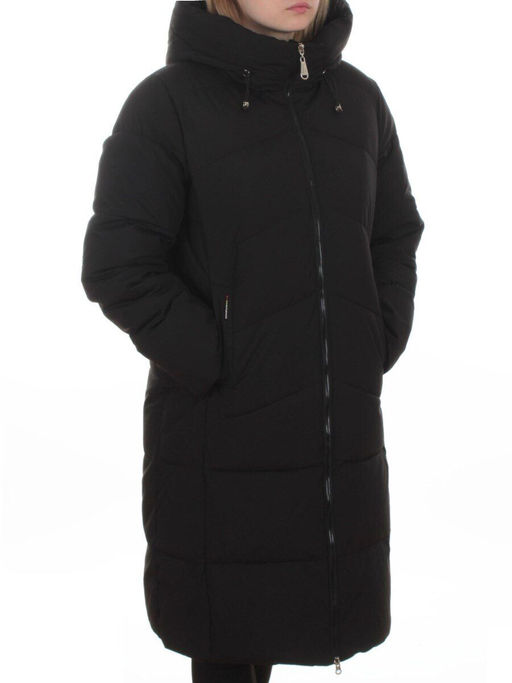 2365 BLACK Пальто зимнее женское (200 гр. холлофайбер)