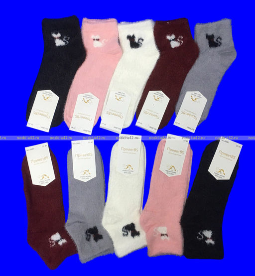 Цена за 10 шт. ПриветBS термоноски женские АНГОРА НОРКА "Кошечка" арт. 2680