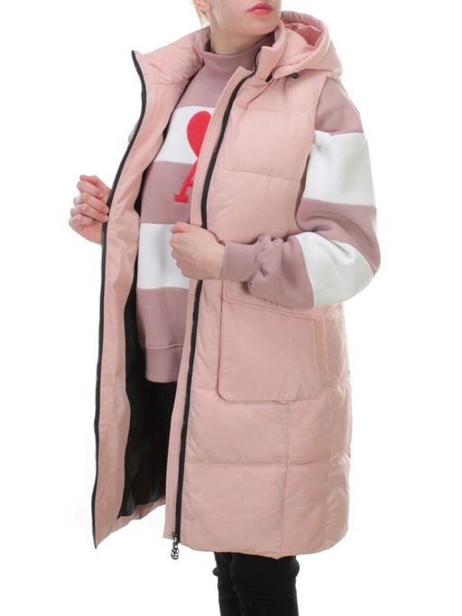 M21-01 PINK POWDER Длинный жилет без рукавов (холоффайбер) - Фабричный китай фото 8