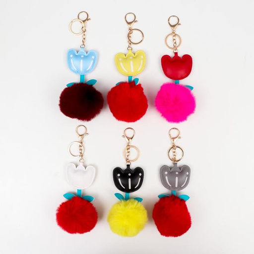 Цена за 12 шт. Брелок для ключей на кольце Пушистик. Тюльпан, на сумку, рюкзак, 13?6?6 см, МИКС - Simaland фото 4