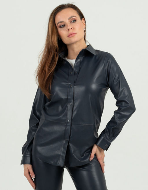 рубашка из экокожи 983-0609 - Трика фото 3