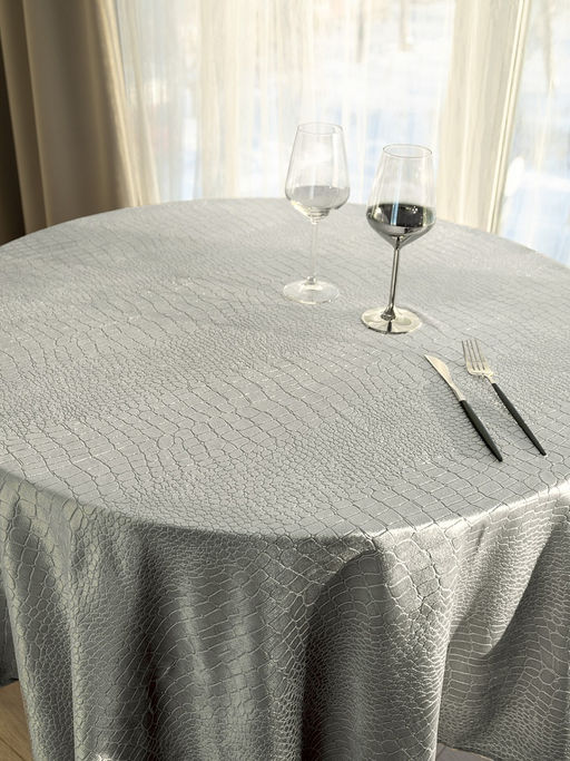Скатерть LUCKY БАРХАТ D170 ПЭ, серый серый полиэстер - Denastia фото 2