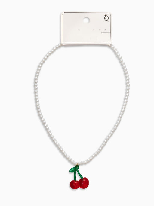 Цена за 2 шт. Кулон на жемчужной нитке "Вишня", цветной