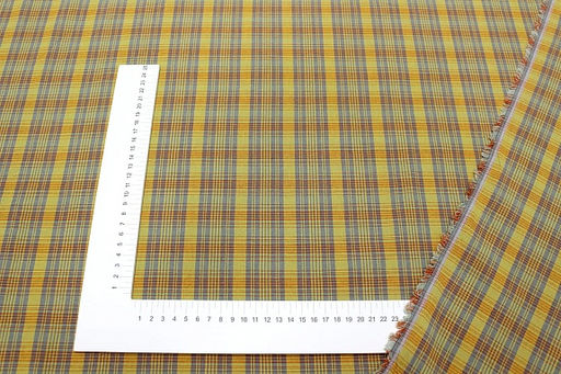 Вареный (стираный) хлопок Клетка цв.св.золотисто-оливковый/серый, ш.2.5м, хл-100%, 115гр/м.кв - Купава фото 2