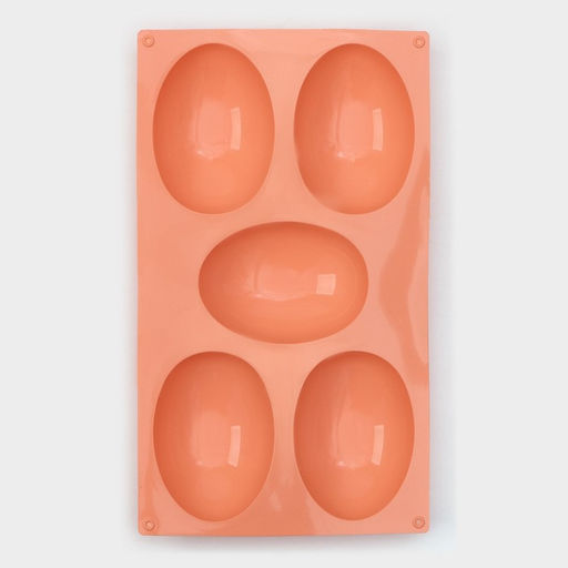 Форма для выпечки Доляна «Яйцо», силикон, 30×17,5 см, 5 ячеек (10×7×3,5 см), персиковый