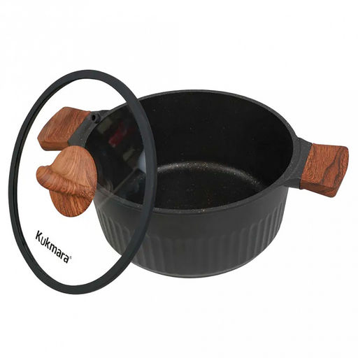 "Stella" Кастрюля с тефлоновым покрытием 3,2л, д23см, h11см, s0,32см, дно д19см, s0,4см, литая, стеклянная жаропрочная крышка, ristretto (Россия)