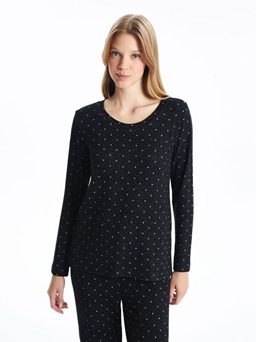 Bisiklet Yaka Puantiyeli Kad?n Pijama Tak?m?